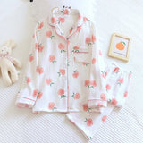 100% Cotton Gauze Women Pajamas Polka Dot Print Sleepwear 2025 Spring Female 2 Piece Set Nightwear Lady Pyjamas Loungewear