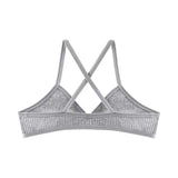 2Pcs/Set Ribbed Cross Back Triangle Bralette Set Women Spaghetti Strap Breathable Daily Bra Wireless Casual Daily Lingerie S-L