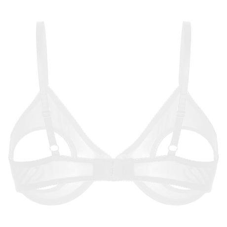 Women's Sheer Mesh Hollow Out Open Nipples Underwired Bra Tops  Push Up Unlined Bralette Bra Sexy Brassiere Balconette Underwear