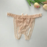 Customized Crystal Name Letters Women's Sexy Breathable Lace Underwear Low Waisted Opening Thong Bikini Erotic G-String Panties