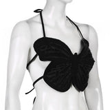 Hot Butterfly Jeans Crop Top Backless Strap Camis Sexy Lingerie Bow Bra Women Beach Mini Vest Butterfly Tank Tops Party Clubwear
