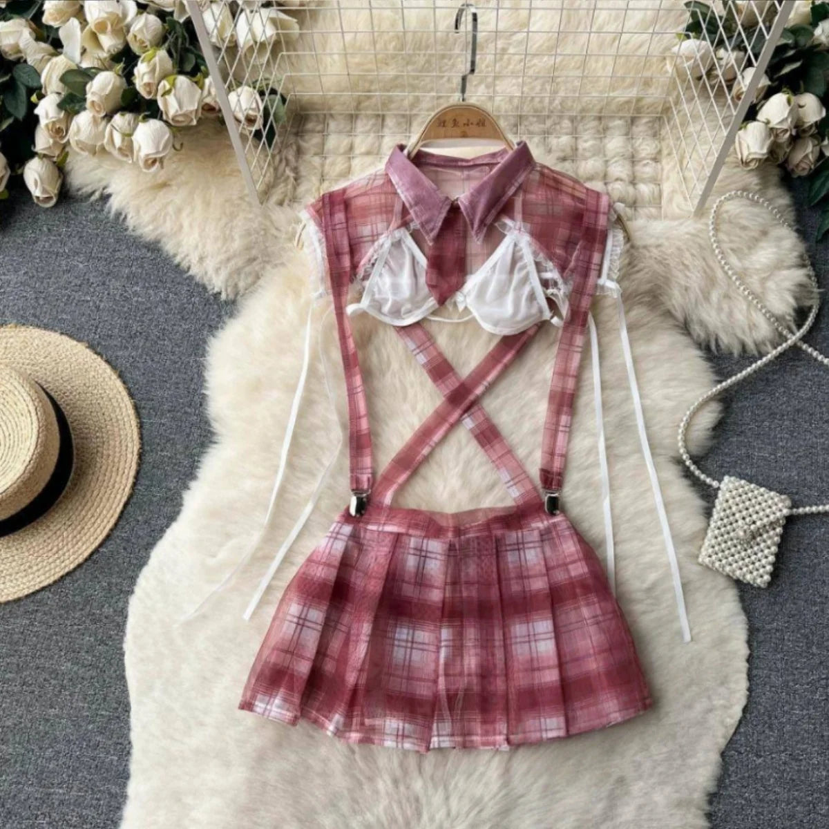 Women Sets Ruffled Apron Shorts Headband Maid Cosplay Costume Rabbit Officer Party Park Performance Sexy Suits Hotsweet Clothes