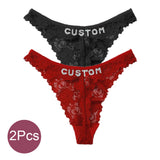Custom Thong Panties with Name Sexy Lace Panties Shinny Letters Name Personality String Met Name Lingerie Tanga Hotwife Gifts