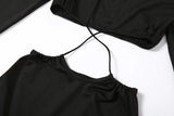 BoozRey Sexy Hipster Midi Dress Women Cleavage Hollow Backless Full Sleeve Solid Party Robe Female Slim High Street Attirewear