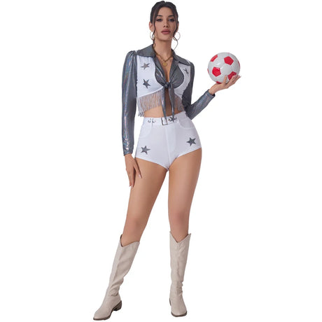 Multiple Cheerleader Basketball Football For Lady Costume Schoolgirl Top Shorts Cosplay Halloween Carnival Party Fancy Dress