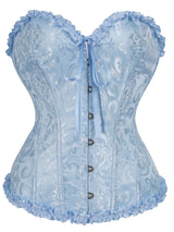 Women Bustier Corset Victorian Gothic Jacquard Front Busk Waist Cincher Halloween Party Wear