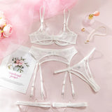 Women's Red Lace Lingerie Set with Underwire Bra High Waist Garter Belt Thong and Thigh Straps Romantic Bedroom Outfit Set 2026