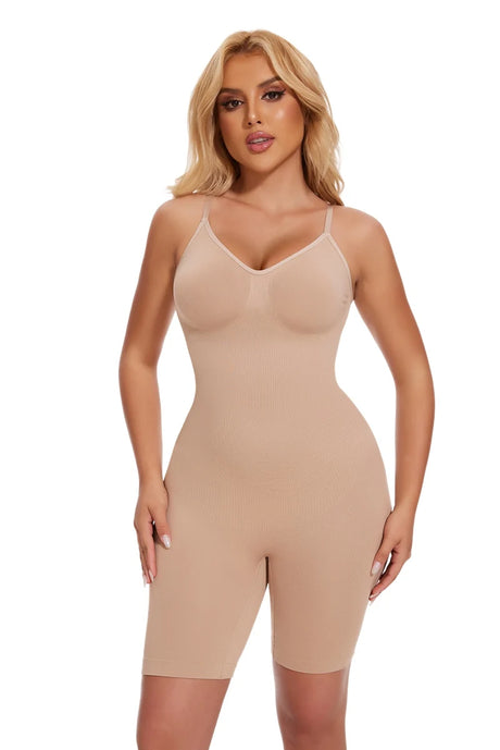 Women V Neck Shapewear Tummy Control Bodysuit Breathable Tank Top Sexy Adjustable Strap Full Body Shaper High Stretch Anti Chafing Faja Invisable Comfortable Shorts Slimming Waist Trainer Butt Lifter 3 Colors Available