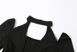 BoozRey Sexy Hipster Midi Dress Women Cleavage Hollow Backless Full Sleeve Solid Party Robe Female Slim High Street Attirewear