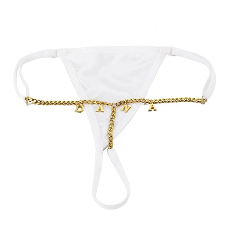Custom Chain Thong With Name Letters Shiny String Hotwife Gifts Customized Lingerie Lace Panties String Name Personalized Gift