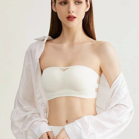 Anti-slip Strapless Bra, Bandeau Style, Invisible One-piece, Traceless Summer Strapless Wedding Sexy Small Breast Push-up Bra