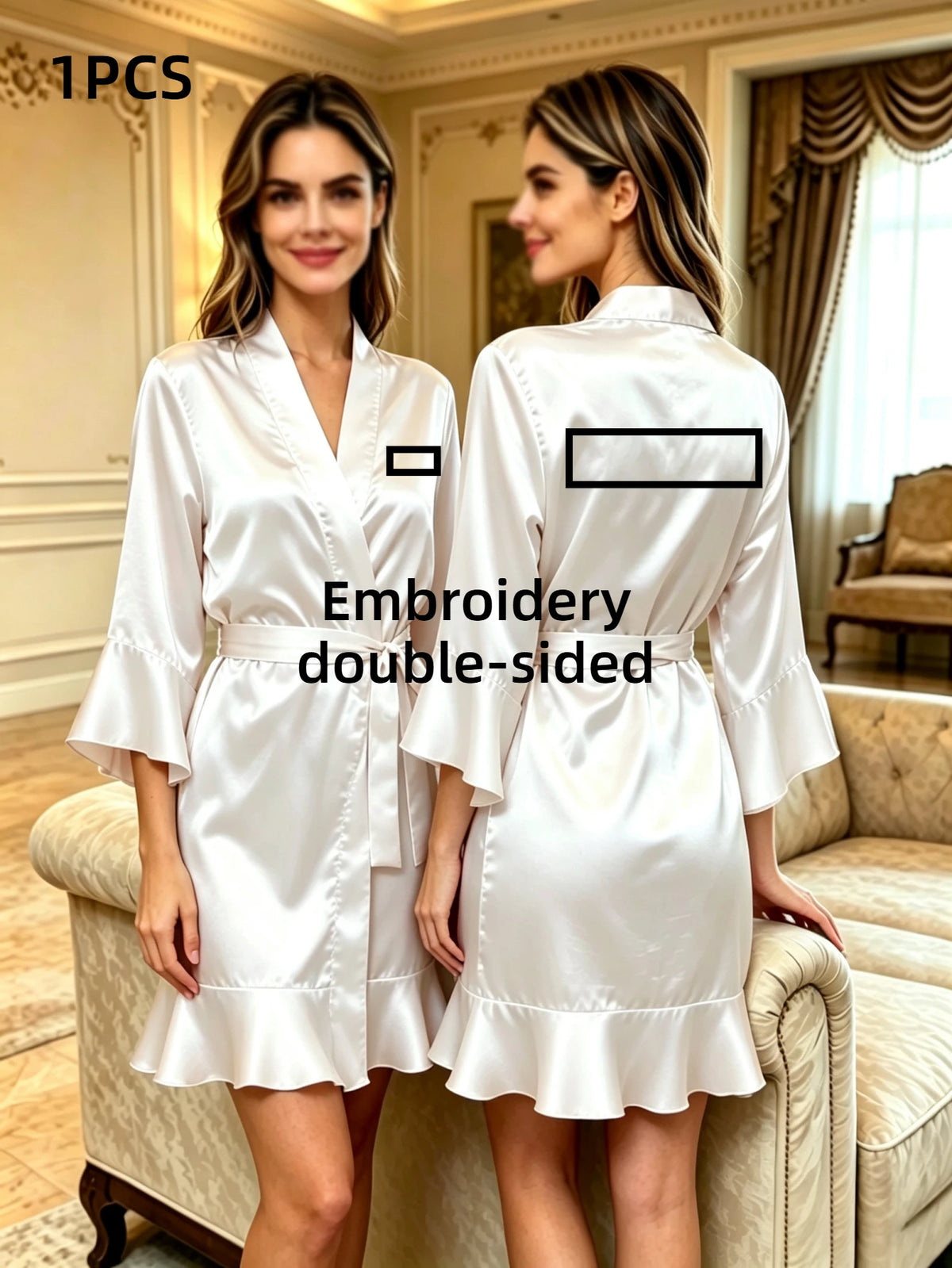 Custom Name Embroidery Satin Kimono Robe Personalized Name Bridesmaid Bride Wedding Getting Ready Morning Robe Bridal Party Gift