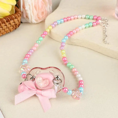 【Beautiful】Sweet Beads Chain Pacifier Gag Collar Couple Toy Soft Silicone High-end Adult Pacifier Creating An Exclusive Luxury