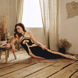 Hanging Neck Suspender Slim Fit Nightclub Sexy Women's Long Dress Elegant Fashionable Perspective Temperament Dinner Dress