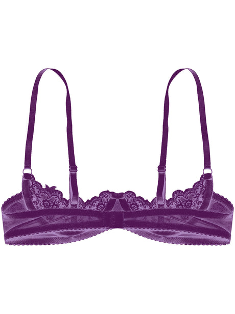 Women's Sexy Open Cup Bra Tops Sheer Floral Lace Underwire Push Up Bralette Cupless Lingerie Exposed Breast Underwear Nightwear