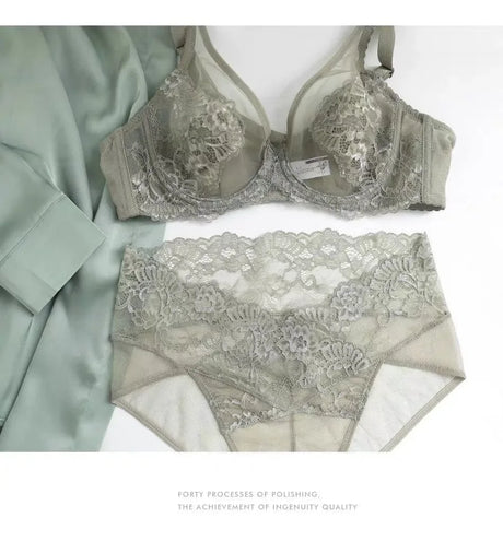 Pink Underwear for Women, Thin, Large Breasts, Small Breasts, Gathered Full Cups, Anti-drooping, Ultra-thin Bra. Bra Set