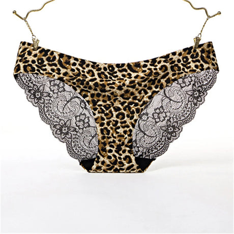 Women's Seamless Underwear Leopard Intimate Women Sexy Lace Black Floral Panties Seamless Panty 3pcs/set
