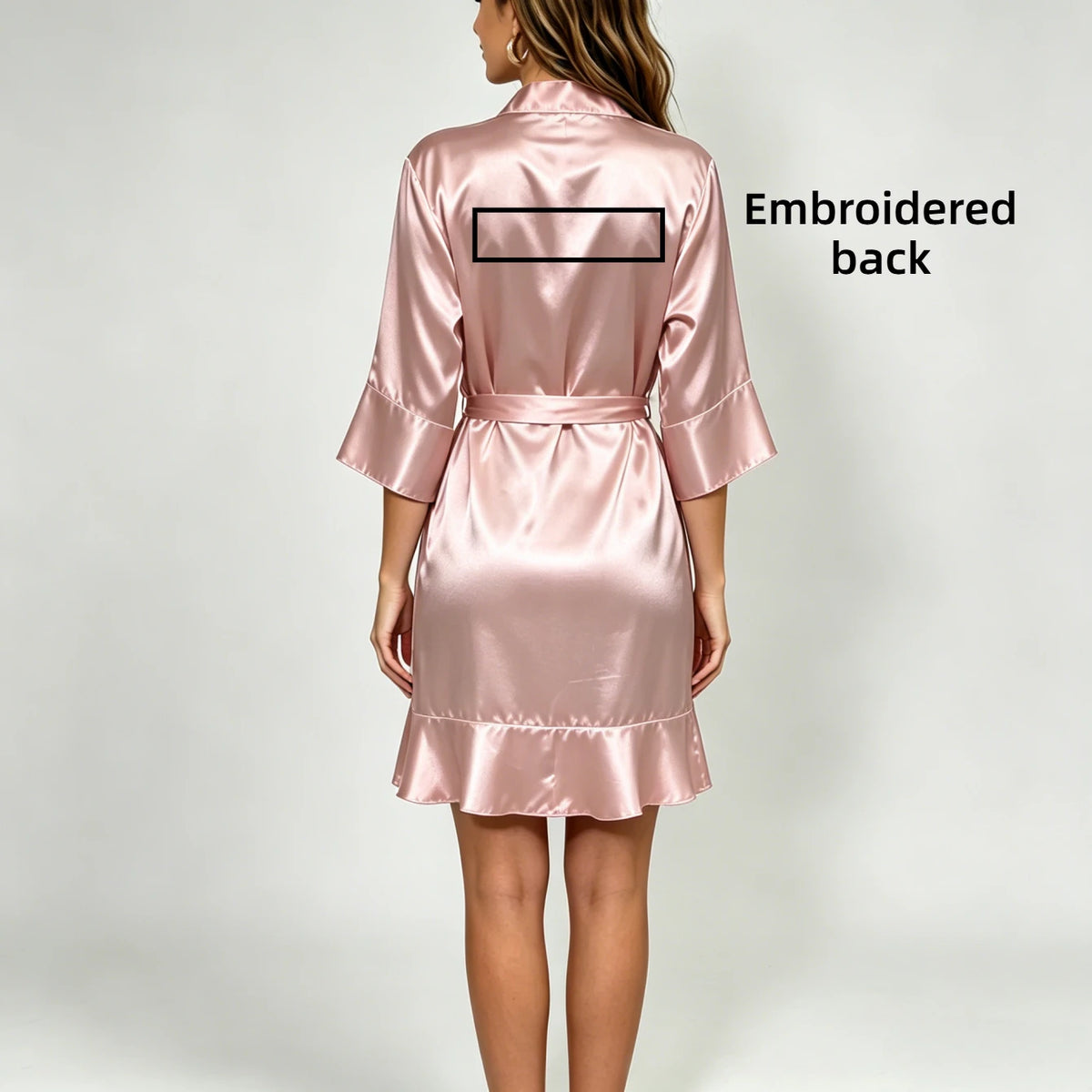 Custom Name Embroidery Satin Kimono Robe Personalized Name Bridesmaid Bride Wedding Getting Ready Morning Robe Bridal Party Gift