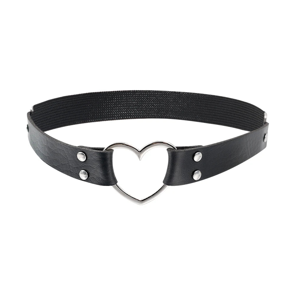 Punk Black Heart Leather Sword Belt Waist Garter Handmade Body Bondage Sexy Leg Suspenders Harness Stockings Belts for Women