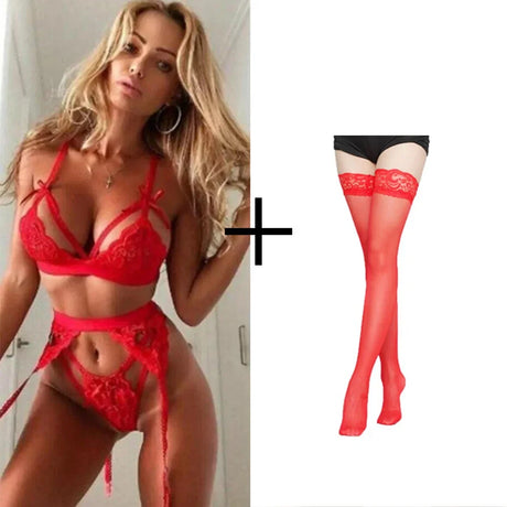 Hot Women Sexy Lingerie Set LaceTransparent Mesh Bra Thongs Underwire Lingerie Underwear Erotic Intimate Babydolls Underwear