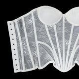 Women Mesh Corset Busiter Overbust Cups Push Breast Floral Lace Bodice Sext Tansparent Strapless Crop Tops Lace Up Steel Boned