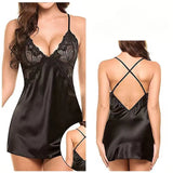 Hot Lingerie Porno Nightdress Sexy Sleepwear Large Size Night Dress Babydoll Women Satin Nightwear Erotic Lace Underwear Pajamas