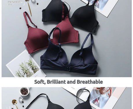 Ultra Thin Sexy Ice Silk Wireless Bra For Women Sexy Gather Underwear Push Up Simple Lingerie Seamless Brassiere Bralettle