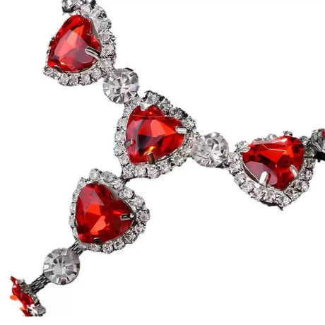 1 Piece Crystal Love Heart Red Bikini Thong BodyJewelry With Rhinestone Inlaid Women's Body Chain Summer Fun Beach Swimming