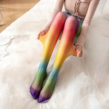 1 Pair Rainbow Gradient Tights Japanese Style Sweet Comfy Novelty Pantyhose Women's Stockings & Hosiery