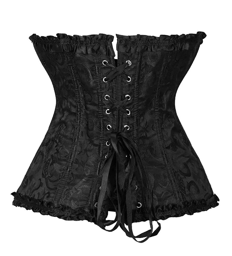 Women Bustier Corset Victorian Gothic Jacquard Front Busk Waist Cincher Halloween Party Wear
