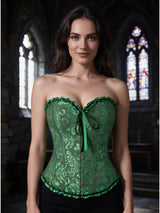 Women Bustier Corset Victorian Gothic Jacquard Front Busk Waist Cincher Halloween Party Wear