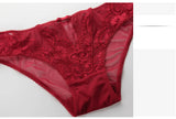 French Red 1/2 Cup Sexy Bra Set Lace Flowers Embroidery Women Underwear Push Up Brassiere and Panties Garter 3 Pieces Sets