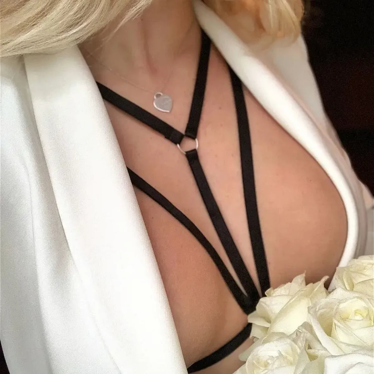 Red Body Harness Belt: Strappy Cage Bralette, Naughty Tank Top