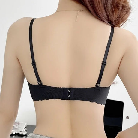 Women Push-Up Bra Demi Cup Underwear Heart Print Non-wired 1/2 Cup No Show Bras Sexy Lingerie Padded Thin Straps Brassiere S-XL