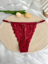 Custom Rhinestone Letter Name Text Sexy Lace Thong Panties Low Rise G-string Personalized Gift Wife Lover Anniversary Festival