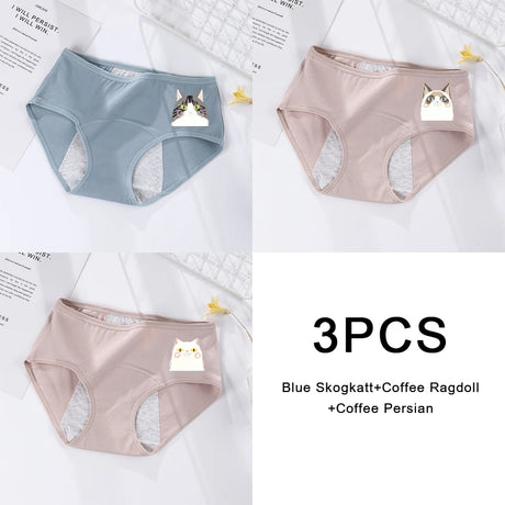 3PCS/set Women's menstrual briefs large flow postpartum water absorption leakproof briefs women's pure cotton menstrual briefs