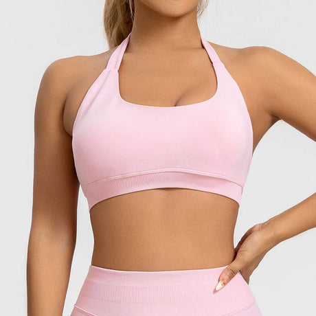 NCLAGEN Sports Bra Women Sportswear Seamless Halter Top High Support Push-up Open Back Gym Wear Fitness Yoga Workout Underwear