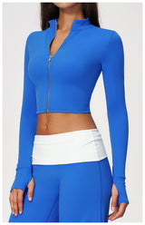 Yoga Long Sleeve Women's Zipper Sports Jacket Fitness Yoga Shirts Gym Top Activewear Running Coats Workout Clothes For Cycling