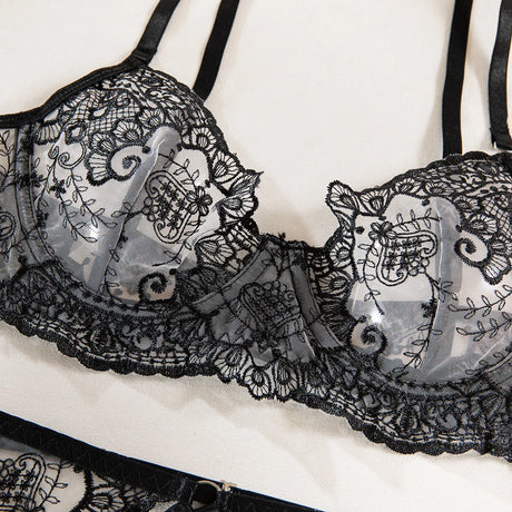 Krasapt New Embroidery 3 Items Sexy Lingerie Set Intimates Porn Female Underwear Uncensored Red Erotic Lingerie Sex Shop