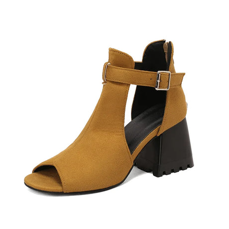 Summer Women's Fashion Peep Toe Thick Heel Sandals High-heeled Shoes for Woman Denim Leopard Print Sandalias de Mujer WSH5343