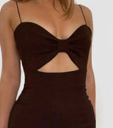 Bow Sleeveless Bandage Midi Dress Women's Black Sexy Patchwork Cut Out Bodycon 2022 Summer Elegant Club Evening Party Dresses