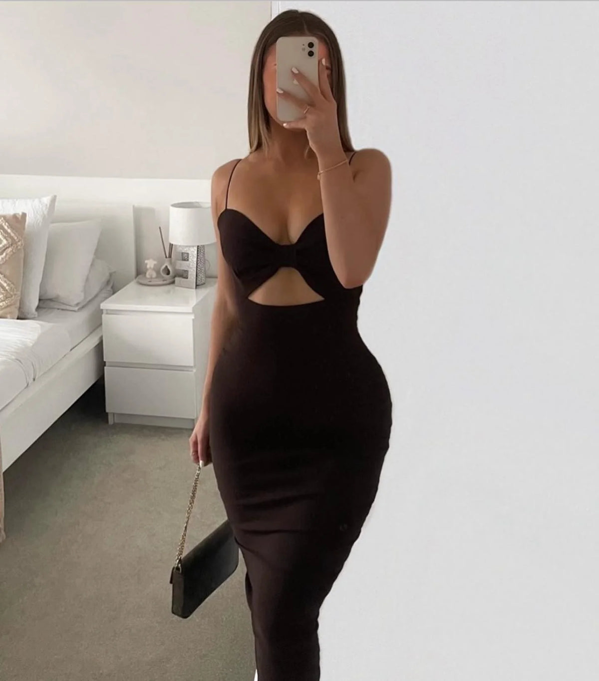 Bow Sleeveless Bandage Midi Dress Women's Black Sexy Patchwork Cut Out Bodycon 2022 Summer Elegant Club Evening Party Dresses