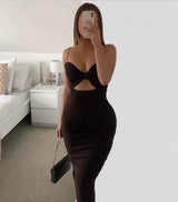 Bow Sleeveless Bandage Midi Dress Women's Black Sexy Patchwork Cut Out Bodycon 2022 Summer Elegant Club Evening Party Dresses