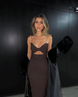 Bow Sleeveless Bandage Midi Dress Women's Black Sexy Patchwork Cut Out Bodycon 2022 Summer Elegant Club Evening Party Dresses