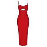 Bow Sleeveless Bandage Midi Dress Women's Black Sexy Patchwork Cut Out Bodycon 2022 Summer Elegant Club Evening Party Dresses