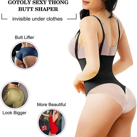 Thong Bodysuit Shapewear Women Underbust Body Shaper Tummy Control Slimming Underwear Push Up Butt Lifter Abdomen Shapers Corset