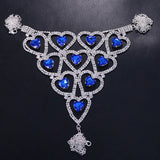 Sexy Rhinestone Blue Heart Body Chain Set Lingerie Jewelry Outfit Women Underwear New 2022 Fashion Bra Chest Chain and Thong Set